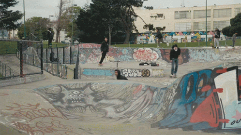Skate Park With Graffiti and Sign Saying 00