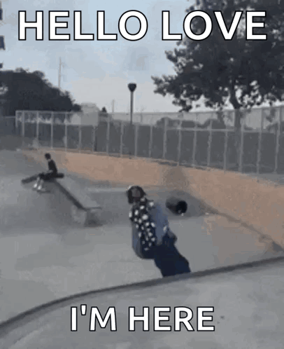 Skateboarder Doing Trick Saying Hello Love I'm Here