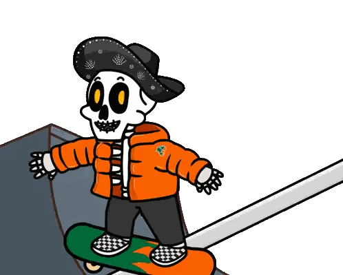 Skateboarding Teddy Bear With Skull Shirt