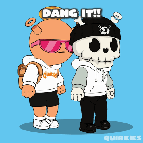 Skeleton and Angel Saying Dang It