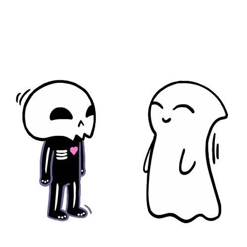 Skeleton And Ghost High Fiving