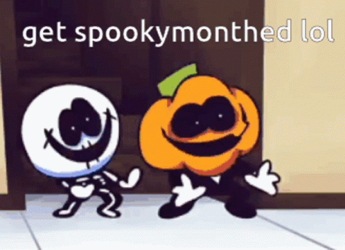 Skeleton And Pumpkin Dancing Get Spooky Month GIF