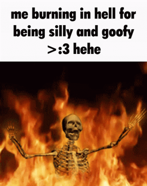 Skeleton Burning In Hell Meme GIF
