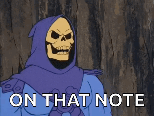 Skeleton Cartoon with Note