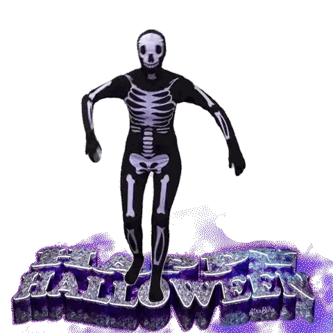 Skeleton Costume Dancing Halloween Sign