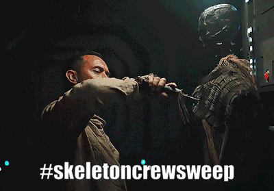Skeleton Crewsweep Poster With Red Light Beam GIF