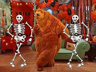 Skeleton Dance Bear Trick Or Treat GIF
