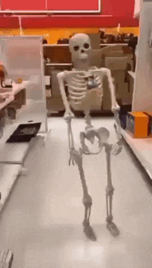 Skeleton Dancing in Store Aisle