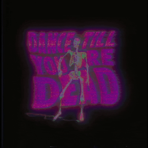 Skeleton Dancing Neon Glitch Meme GIF