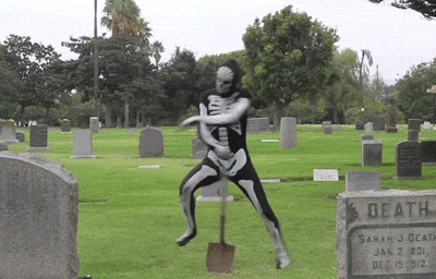 Skeleton Dancing With Shovel Dark Meme GIF