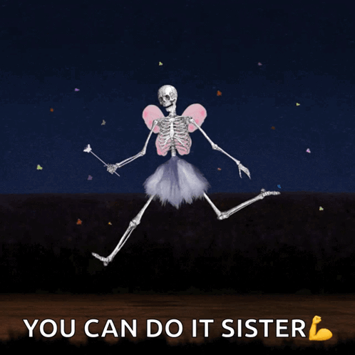Skeleton Dressed As Fairy You Can Do It Sister GIF