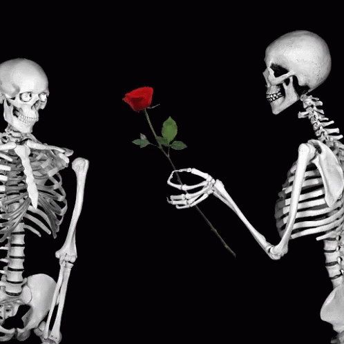 Skeleton Giving Roses GIF