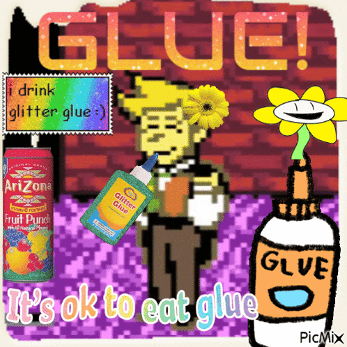 Skeleton Holding Arizona Fruit Punch and Glue