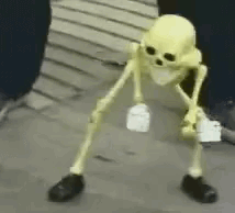 Skeleton Holding Bottle and Paper