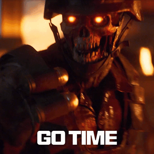 Skeleton Holding Gun Go Time
