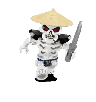 Skeleton Holding Knife and Wearing Hat