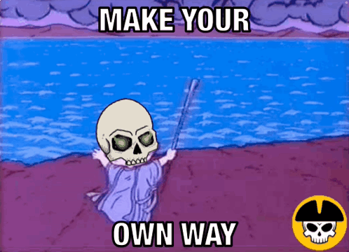 Skeleton Holding Stick Make Your Own Way GIF