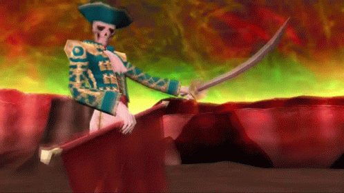Skeleton Holding Sword and Flag