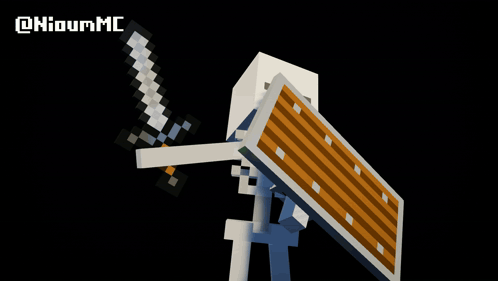 Skeleton Holding Sword and Shield with @hioummc