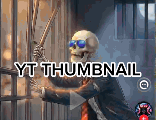 Skeleton In Suit Behind Bars With Yt Thumbnail GIF
