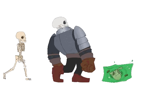 Skeleton Knight and Green Object