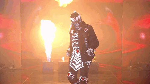 Skeleton Man Walking Past Flame