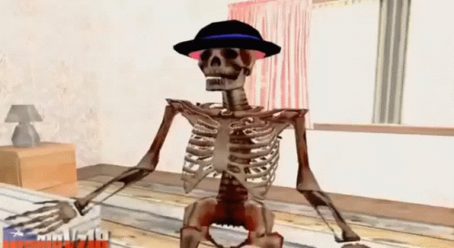 Skeleton Hitting With Bat Meme Animation GIF