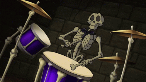 Skeleton Playing Drum With Bone GIF