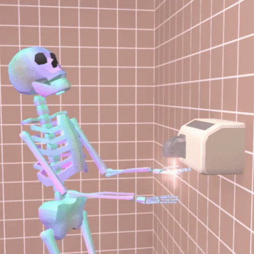 Skeleton Playing On Hand Drier GIF