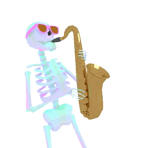 Skeleton Playing Saxophone with Sunglasses