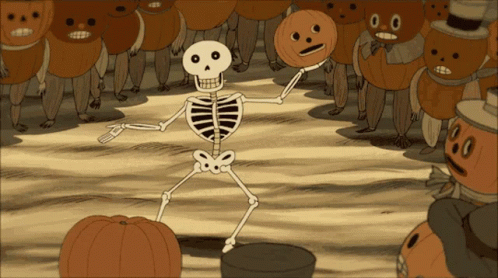 Skeleton Pumpkin Dance Gone Wrong GIF