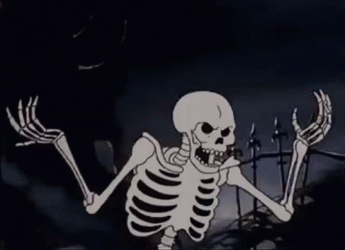 Skeleton Removing Skull Animation GIF
