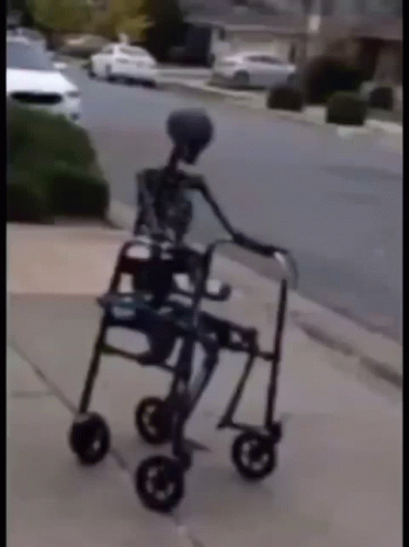 Skeleton Riding Walker GIF