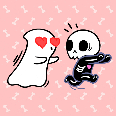 Skeleton Running Chased By Ghost GIF