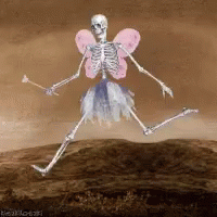 Skeleton Running Fairy With Wand GIF