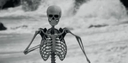 Skeleton Running Stumbled Down Seashore GIF