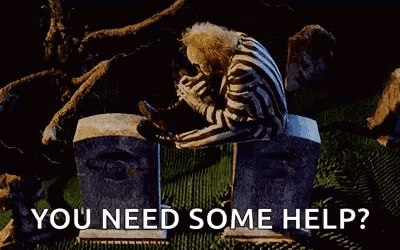 Skeleton Sitting On Bench In Cemetery Saying You Need Some Help GIF