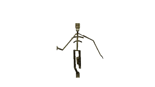 Skeleton Sitting on Wooden Platform