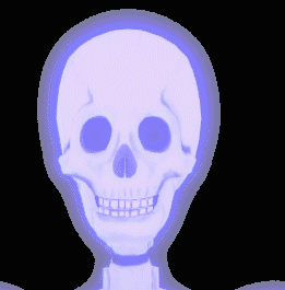 Skeleton Standing by NM Sign