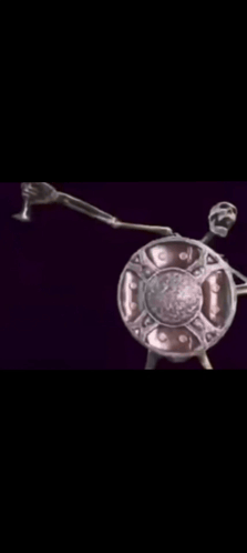Skeleton Statue Holding Shield and Sword