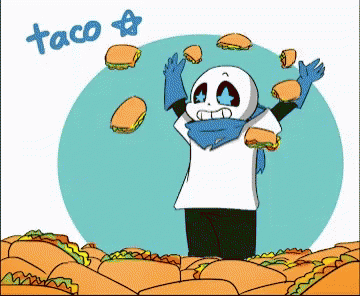 Skeleton Surrounded by Tacos Saying Taco