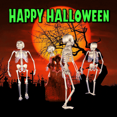 Skeleton Trick Or Treat Graveyard Meme GIF