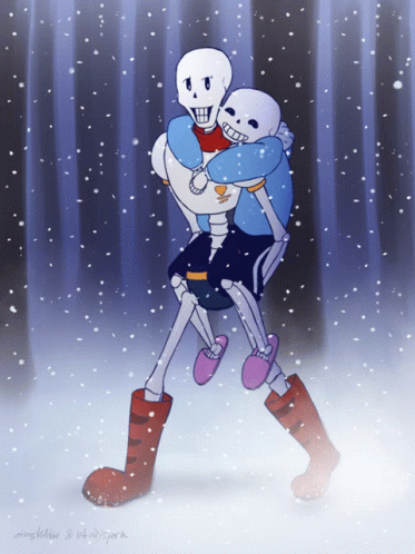 Skeleton Under The Snowfall GIF
