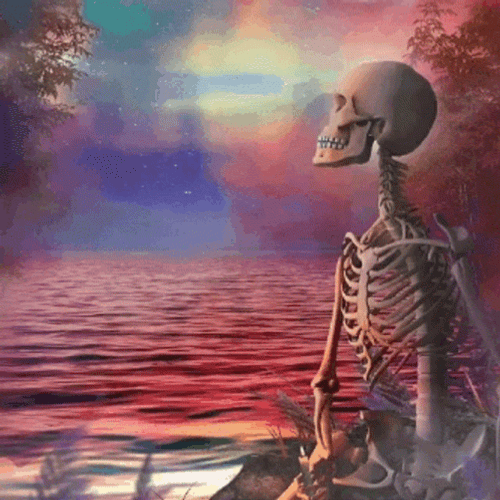 Skeleton Waiting Looking At The Sea GIF