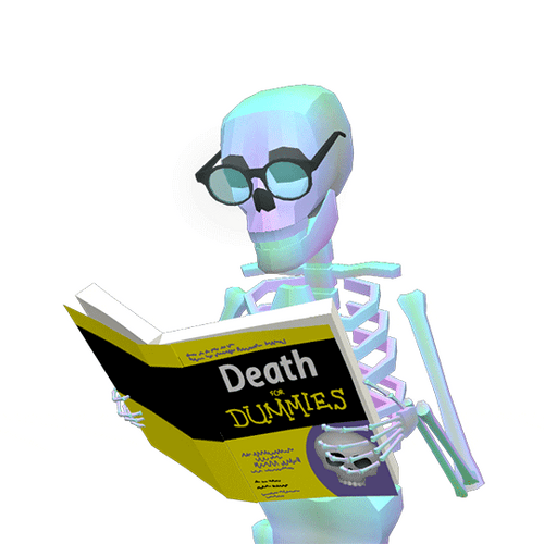 Skeleton Waiting While Reading GIF