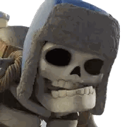Skeleton Wearing Fur Hat and Rope