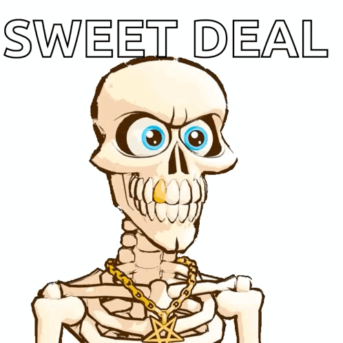 Skeleton Wearing Gold Chain With Star Sweet Deal GIF
