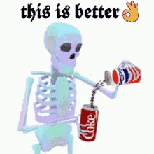 Skeleton With Coke Drink GIF
