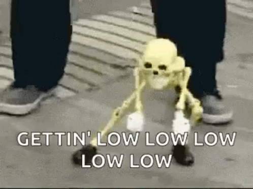 Skeleton With Gloves And Shoes Get Low GIF