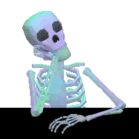 Skeleton with Purple Skull Sitting